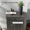 HOMCOM Kitchen Tilt Out Trash Bin Cabinet Free Standing Recycling Cabinet Trash Can Holder With Drawer, Charcoal Gray