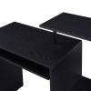 Black Computer Desk with Keyboard Tray and Open Shelving