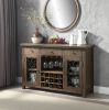 ACME Raphaela Server w/Cup Holder & Wine Rack in Weathered Cherry Finish DN00983