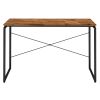 Oak and Black Writing Desk with Metal Sled Base
