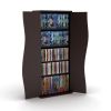 Multimedia Cabinet, 5 Sliding Dividers, Push to Open Magnetic Doors, 2 Fixed Shelves, 4 Adjustable Shelves in Espresso Brown