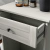 HOMCOM Kitchen Tilt Out Trash Bin Cabinet Free Standing Recycling Cabinet Trash Can Holder With Drawer, Light Gray