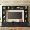 ON-TREND Large Wall Unit Entertainment Center with Bookshelves for TVs Up to 78'', Modern TV Console with Cabinets and Open Shelves