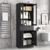 Tall Bathroom Storage Cabinet, Cabinet with Four Doors and Drawers, Adjustable Shelf, MDF Board, Black