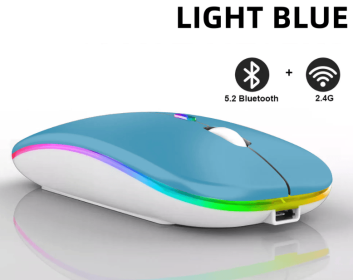 Rechargeable Bluetooth Wireless Mouse with 2.4GHz USB RGB 1600DPI Mouse for Computer Laptop Tablet PC Macbook Gaming Mouse Gamer (Color: Dual Mode Wireless5)
