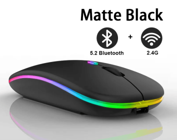 Rechargeable Bluetooth Wireless Mouse with 2.4GHz USB RGB 1600DPI Mouse for Computer Laptop Tablet PC Macbook Gaming Mouse Gamer (Color: Dual Mode Wireless6)