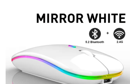 Rechargeable Bluetooth Wireless Mouse with 2.4GHz USB RGB 1600DPI Mouse for Computer Laptop Tablet PC Macbook Gaming Mouse Gamer (Color: Dual Mode Wireless7)