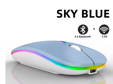 Rechargeable Bluetooth Wireless Mouse with 2.4GHz USB RGB 1600DPI Mouse for Computer Laptop Tablet PC Macbook Gaming Mouse Gamer (Color: Dual Mode Wireless2)