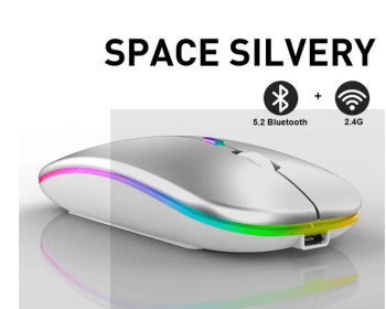 Rechargeable Bluetooth Wireless Mouse with 2.4GHz USB RGB 1600DPI Mouse for Computer Laptop Tablet PC Macbook Gaming Mouse Gamer (Color: Dual Mode Wireless11)